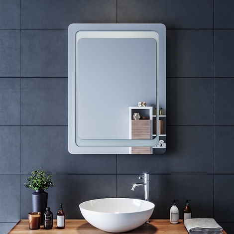 Miroir LED 45x 65 Rectangulaire Mural Lumineux avec Interrupteur