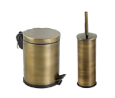 Ensemble poubelle 3L porte-brosse wc a poser Bronze