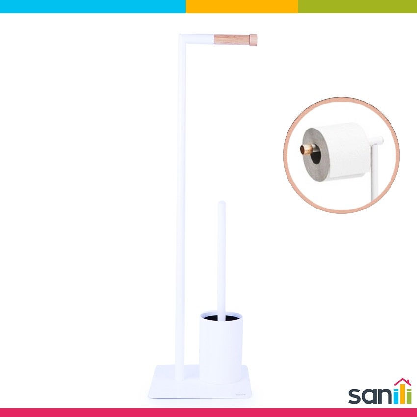 Ensemble derouleur papier toilette et brosse WC