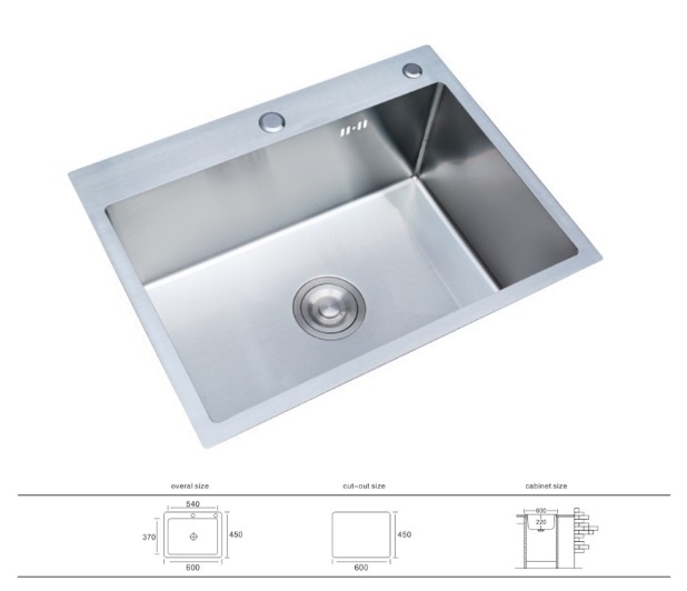 Evier Fait Main avec Distributeur 60x45cm Satine